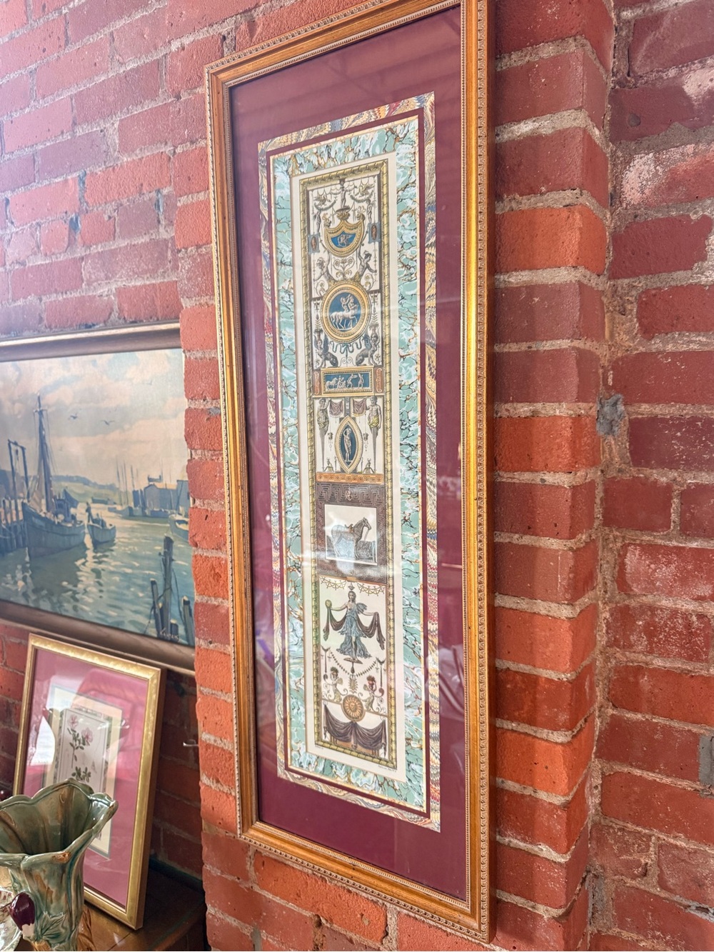 Antique Neoclassical Framed Wall Art Signed Print